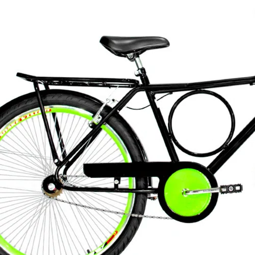 Bicicleta 26 Preta Barra Circular Aro Aero Verde Neon 72 Raios