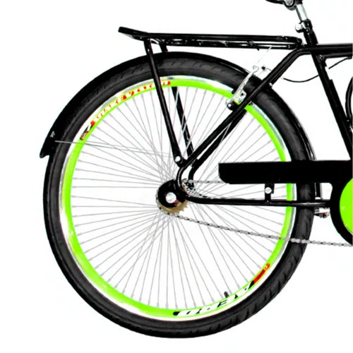 Bicicleta 26 Preta Barra Circular Aro Aero Verde Neon 72 Raios