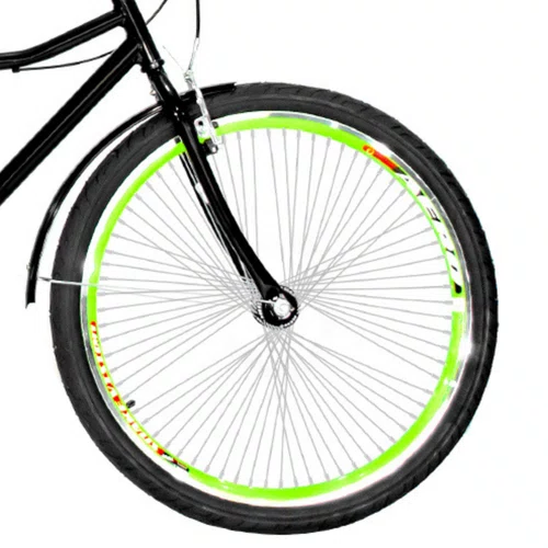 Bicicleta 26 Preta Barra Circular Aro Aero Verde Neon 72 Raios