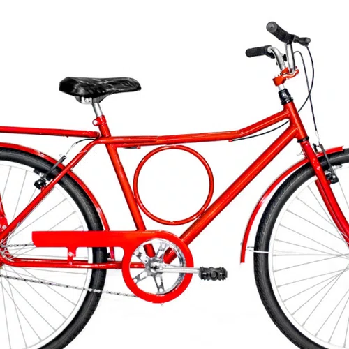 Bicicleta 26 Vermelha Barra Circular Aro Alumínio