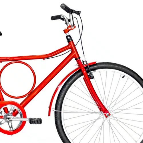 Bicicleta 26 Vermelha Barra Circular Aro Alumínio