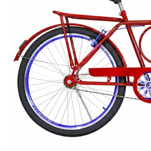 Bicicleta 26 Masculina Vermelha Barra Circular Aro Aero Azul
