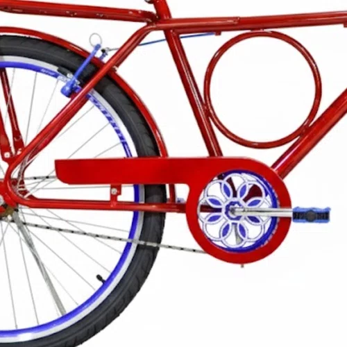 Bicicleta 26 Masculina Vermelha Barra Circular Aro Aero Azul