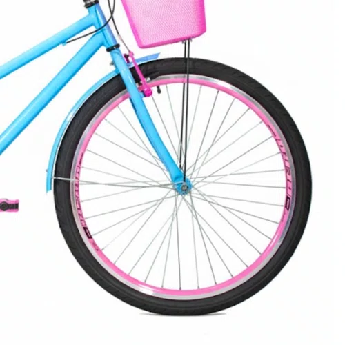 Bicicleta 26 Feminina Azul Claro Poti Aro Aero Rosa