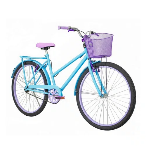 Bicicleta 26 Feminina Azul Claro Poti Aro Alumínio Lilás
