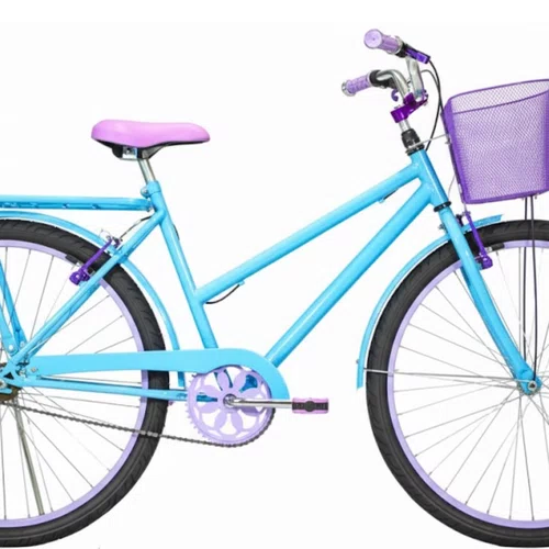 Bicicleta 26 Feminina Azul Claro Poti Aro Alumínio Lilás