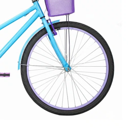 Bicicleta 26 Feminina Azul Claro Poti Aro Alumínio Lilás
