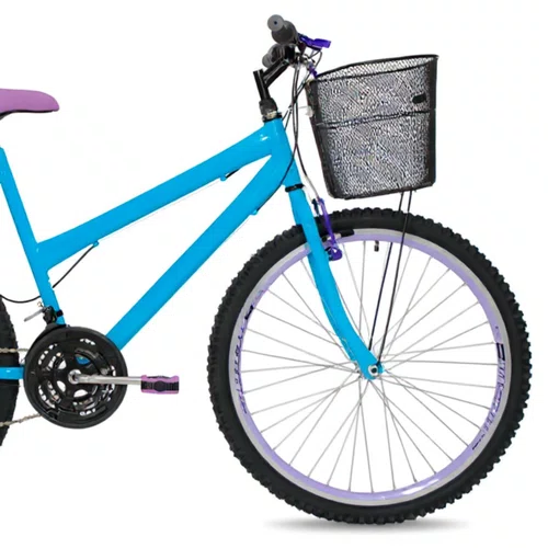Bicicleta 26 Feminina Azul Claro Urbana Aro Aero Lilás