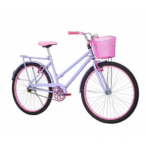 Bicicleta 26 Feminina Lilás Poti Aro Alumínio Rosa