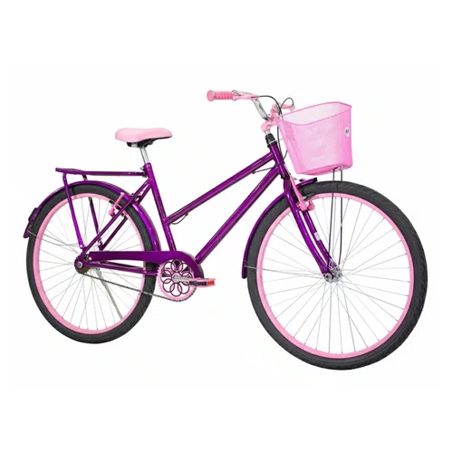 Bicicleta 26 Feminina Violeta Poti Aro Alumínio Rosa