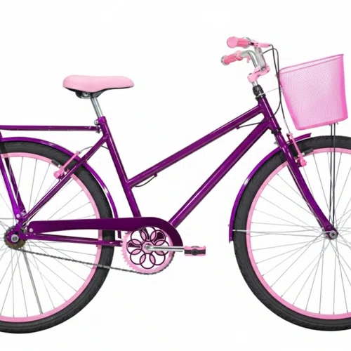 Bicicleta 26 Feminina Violeta Poti Aro Alumínio Rosa
