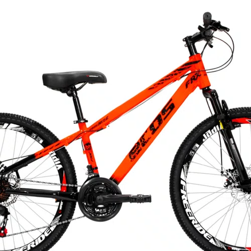 Bicicleta 26 Freeride Laranja Neon Aro VPR MAX DH  | 21 Marchas Shimano-Freio a Disco