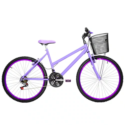 Bicicleta 26 Lilas Urbana Rebaixada Aro Aluminio Violeta 18 Marchas