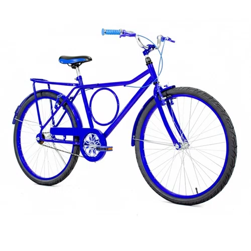 Bicicleta 26 Masculina Azul Barra Circular Aro Alumínio Azul