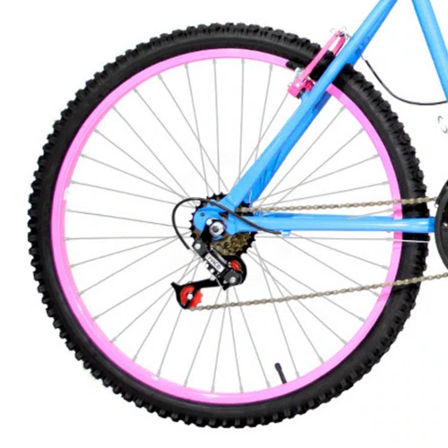 Bicicleta 26 Feminina Azul Claro Urbana Aro Alumínio Rosa 18 Marchas
