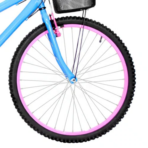 Bicicleta 26 Feminina Azul Claro Urbana Aro Alumínio Rosa 18 Marchas