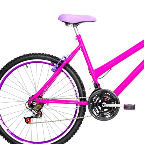 Bicicleta 26 Feminina Pink Urbana Aro Aero Violeta 18 Marchas