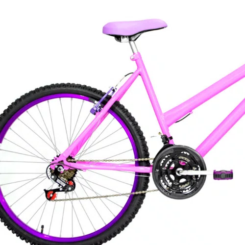 Bicicleta 26 Feminina Rosa Urbana Aro Alumínio Violeta 18 Marchas