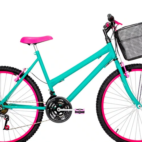 Bicicleta 26 Feminina Verde Água Urbana Aro Alumínio Pink 18 Marchas