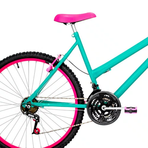 Bicicleta 26 Feminina Verde Água Urbana Aro Alumínio Pink 18 Marchas