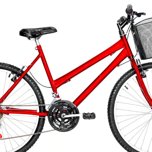 Bicicleta 26 Feminina Vermelha Urbana Aro Alumínio 18 Marchas