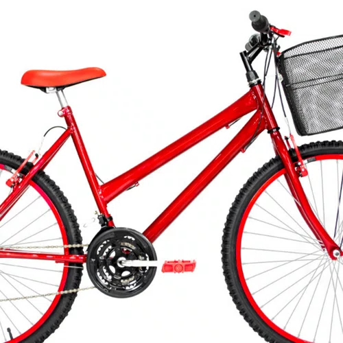 Bicicleta 26 Feminina Vermelha Urbana Aro Alumínio Vermelha 18 Marchas