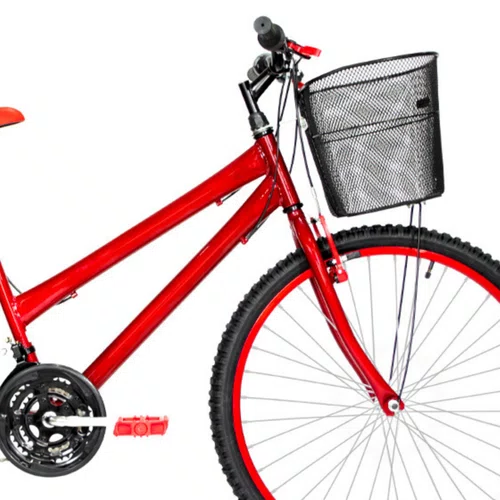 Bicicleta 26 Feminina Vermelha Urbana Aro Alumínio Vermelha 18 Marchas