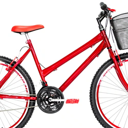 Bicicleta 26 Feminina Vermelha Urbana Aro Aero Vermelha 18 marchas