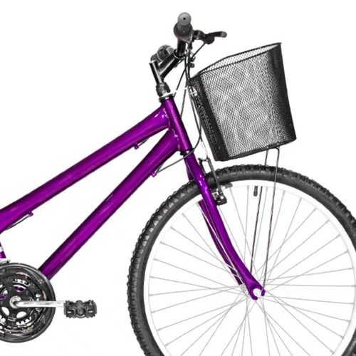 Bicicleta 26 Feminina Violeta Urbana Aro Alumínio 18 Marchas