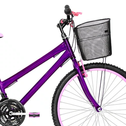 Bicicleta 26 Feminina Violeta Urbana Alumínio  Rosa 18 Marchas