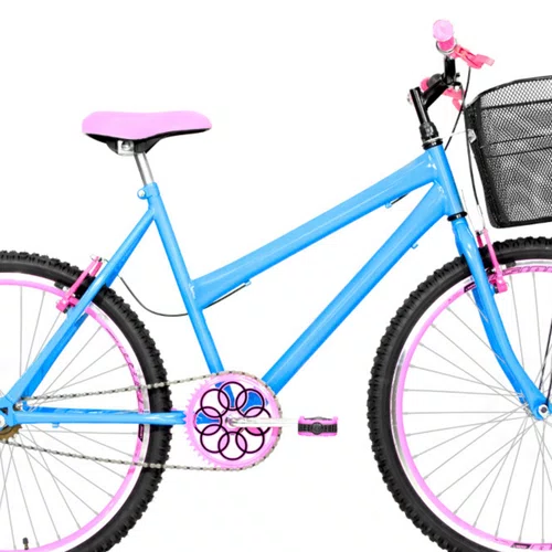 Bicicleta 26 Feminina Azul Claro Urbana Aro Aero Rosa