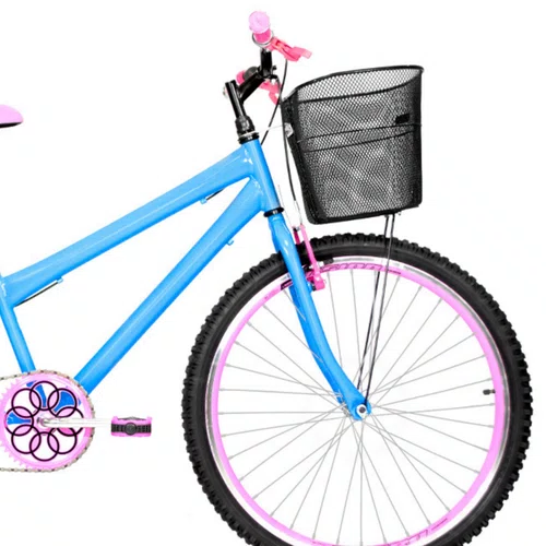 Bicicleta 26 Feminina Azul Claro Urbana Aro Aero Rosa