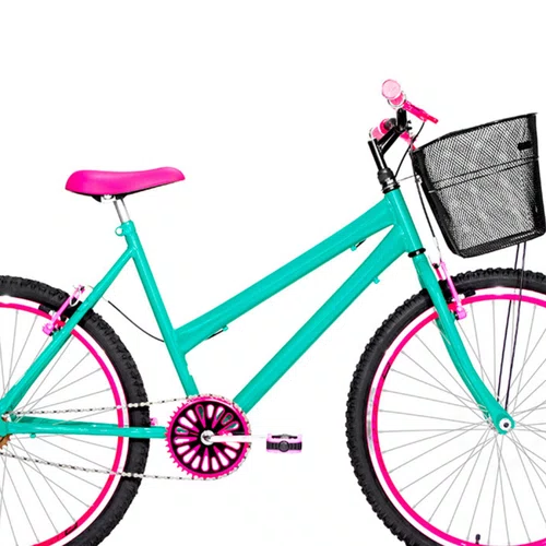 Bicicleta 26 Feminina Verde Agua Urbana Aro Aero Pink