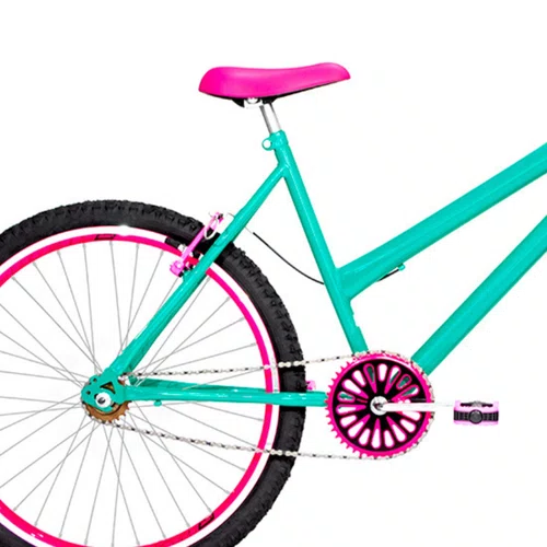 Bicicleta 26 Feminina Verde Agua Urbana Aro Aero Pink