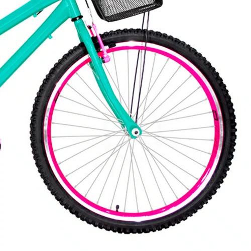 Bicicleta 26 Feminina Verde Agua Urbana Aro Aero Pink