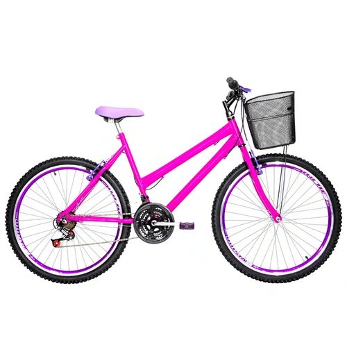 Bicicleta 26 Pink Urbana Rebaixada Aro Aero Violeta 18 Marchas