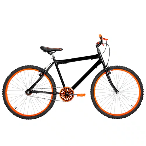 Bicicleta 26 Preta Urbana Aro Alumínio Laranja