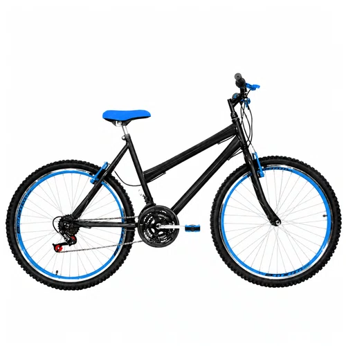 Bicicleta 26 Preta Urbana Rebaixada Aro Aero Azul 18 Marchas