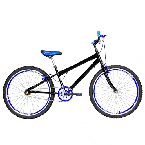 Bicicleta 26 Preta Urbana Rebaixada Aro Aero Azul