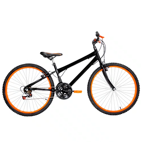 Bicicleta 26 Preta Urbana Rebaixada Aro Aluminio Laranja 18 Marchas