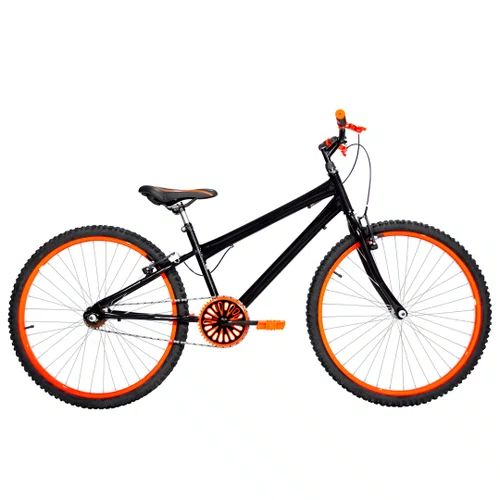 Bicicleta 26 Preta Urbana Rebaixada Aro Aluminio Laranja