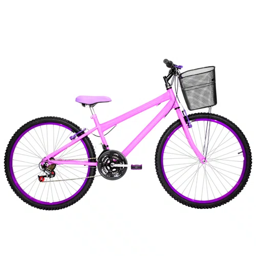 Bicicleta 26 Rosa Urbana Rebaixada Aro Aluminio Violeta 18 Marchas