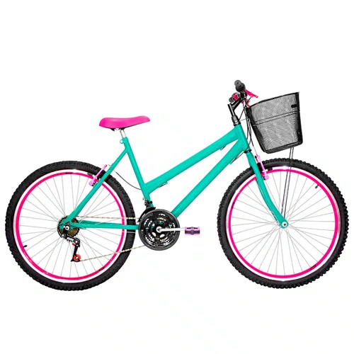 Bicicleta 26 Verde Agua Urbana Aro Aero Pink 18 Marchas