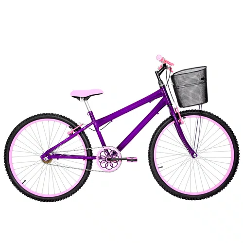Bicicleta 26 Violeta Urbana Rebaixada Aro Aluminio Rosa