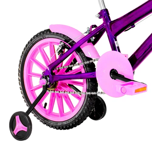 Bicicleta 16 Feminina Violeta Infantil Rodas Nylon Rosa