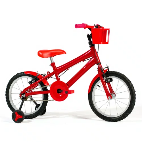 Bicicleta 16 Feminina Vermelha Infantil Aro Alumínio