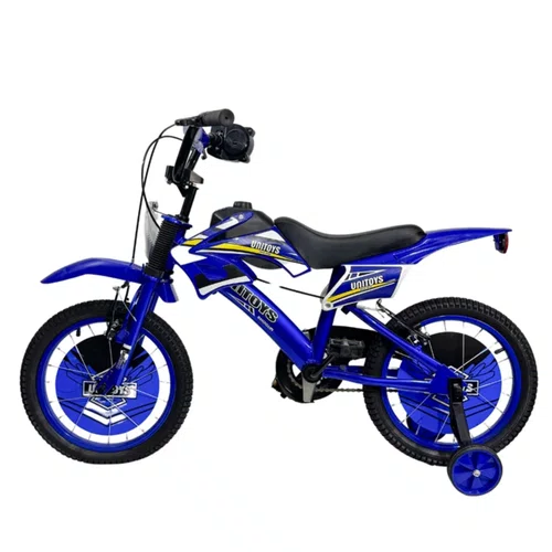 Bicicleta Infantil Moto Cross Aro 16 Azul Unitoys c/ Rodinhas