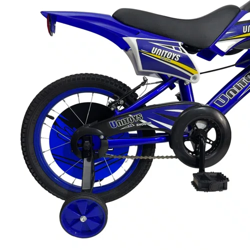Bicicleta Infantil Moto Cross Aro 16 Azul Unitoys c/ Rodinhas