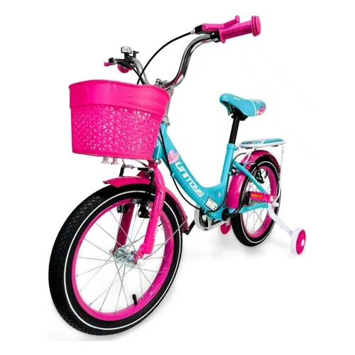 Bicicleta Love Aro 16 Tiffany e Pink com Rodinhas