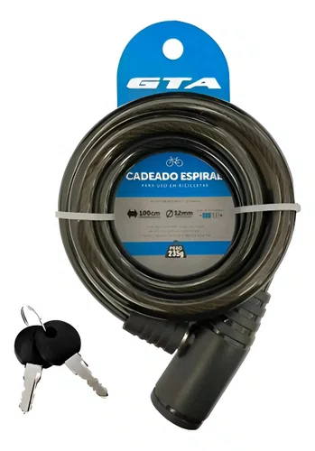 Cadeado Para Bicicleta Com Chave - 12mm X 1000mm Gta Preto